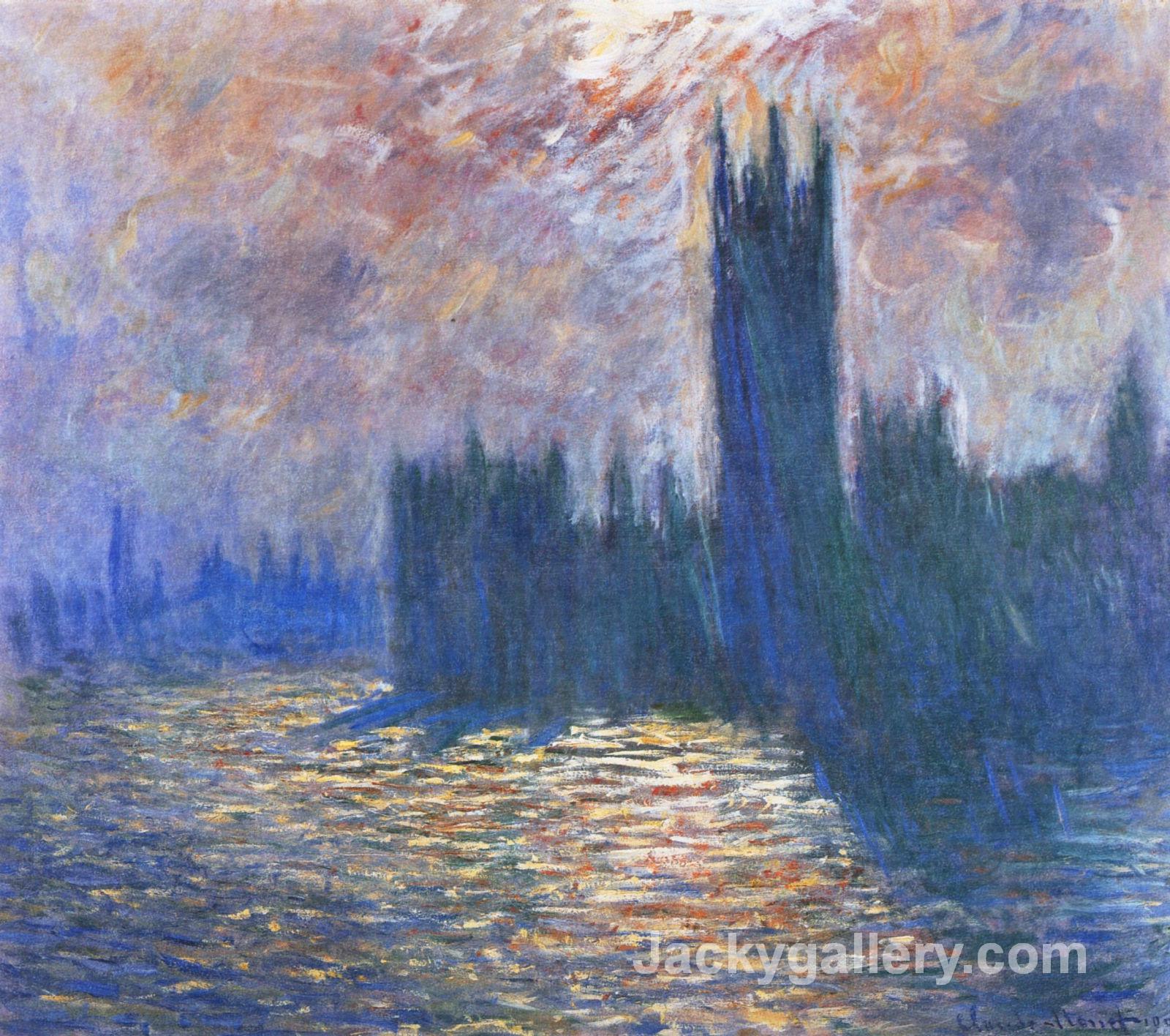 Parliament, Reflections on the Thames by Claude Monet paintings reproduction